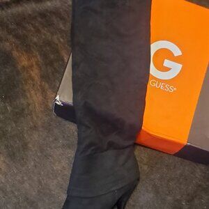 Brushed leather thigh high boots